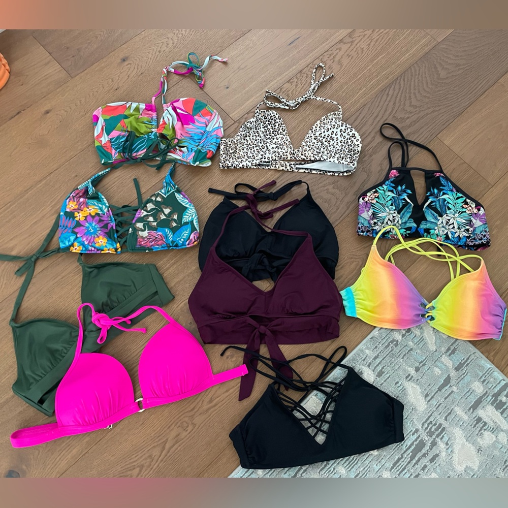 Women’s Swim tops, multiple brands include: Venus, Target, Victoria Secret